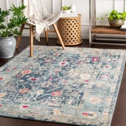 SURYA KINDRED DISTRESSED RUG: BLUE