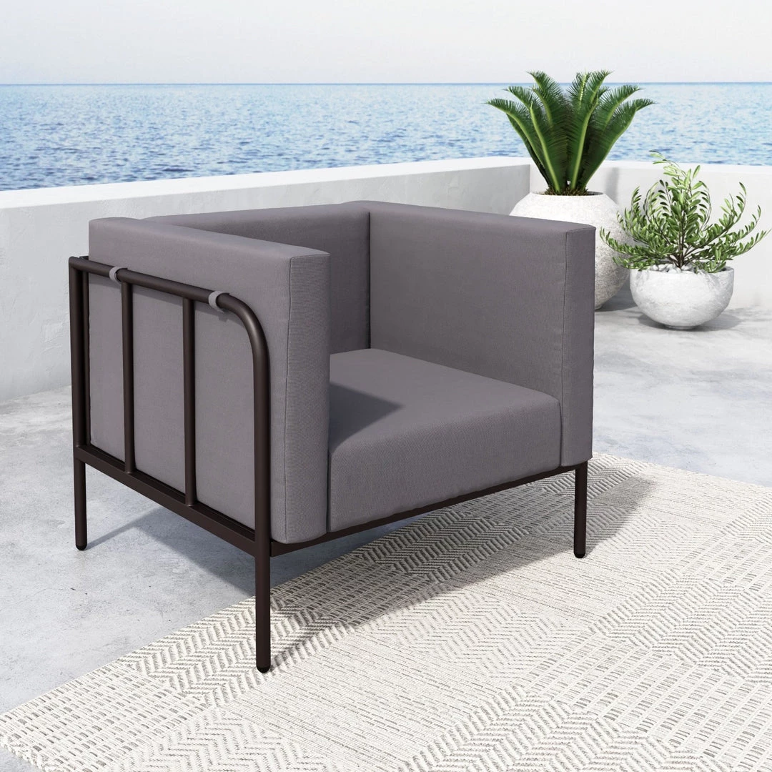 ZUO BECK OUTDOOR ARM CHAIR: TAUPE 7 ZUO BECK OUTDOOR ARM CHAIR: TAUPE