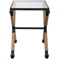 UTTERMOST BRADDOCK IRON + JUTE ROPE END TABLE