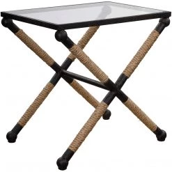 UTTERMOST BRADDOCK IRON + JUTE ROPE END TABLE