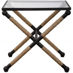 UTTERMOST BRADDOCK IRON + JUTE ROPE END TABLE