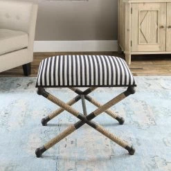UTTERMOST BRADDOCK NAVY STRIPED SMALL BENCH