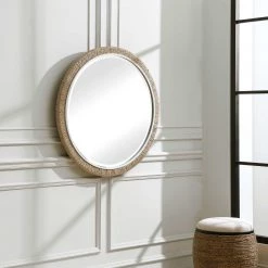 UTTERMOST BRAIDED BANANA LEAF ROUND MIRROR