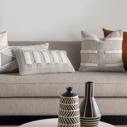 SURYA Pillows + Decor BRIDGER BLACK + CREAM TEXTURED KNIT PILLOW