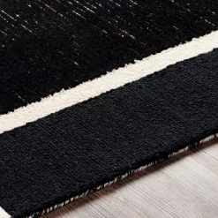 SURYA DECO MOON TUFTED WOOL RUG: BLACK, BEIGE