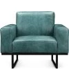 MOES Living Room BROCK TEAL LEATHER ARM CHAIR