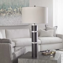 UTTERMOST Lighting BRONZE STACKED STEEL COLUMN TABLE LAMP