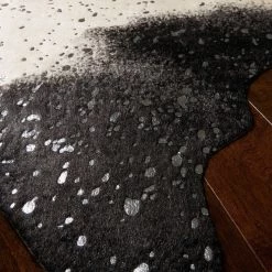 LOLOI QUINN FAUX HIDE RUG: BLACK, SILVER
