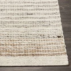 SURYA BRYNN HAND-WOVEN WOOL RUG: CREAM, LIGHT GREY
