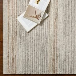SURYA BRYNN HAND-WOVEN WOOL RUG: CREAM, LIGHT GREY
