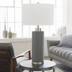 SURYA FAUX CROC LAMP: GRAY Lighting