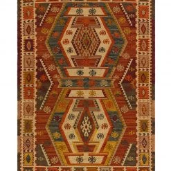 SURYA BURSA INDOOR-OUTDOOR RUG: BURNT ORANGE MULTI