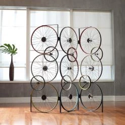 PHILLIPS COLLECTION RECYCLED BICYCLE WHEEL SCREEN SCULPTURE