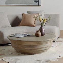 FOUR HANDS CALDWELL WEATHERED BLONDE OAK COFFEE TABLE Furniture