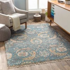 SURYA CAMDEN PRINTED JUTE RUG: BLUE MULTI