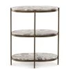 FOUR HANDS CANYON MARBLE TIERED OVAL END TABLE