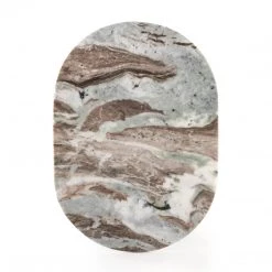 FOUR HANDS CANYON MARBLE TIERED OVAL END TABLE