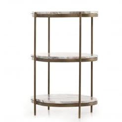 FOUR HANDS CANYON MARBLE TIERED OVAL END TABLE