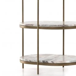 FOUR HANDS CANYON MARBLE TIERED OVAL END TABLE