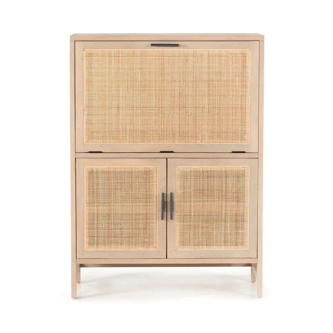 FOUR HANDS CAPRICE NATURAL MANGO WOOD + CANE BAR CABINET 2 FOUR HANDS CAPRICE NATURAL MANGO WOOD + CANE BAR CABINET