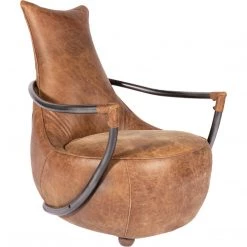 MOES CARLISLE VINTAGE BROWN LEATHER CLUB CHAIR