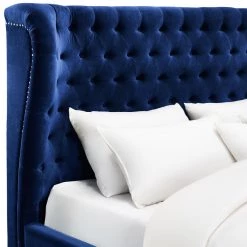 TOV CARMEN TUFTED BED: BLUE VELVET Bedroom