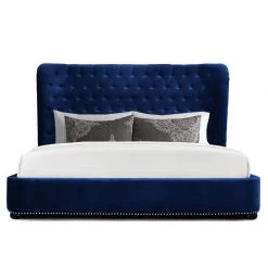 TOV CARMEN TUFTED BED: BLUE VELVET Bedroom