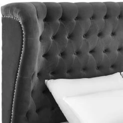 TOV CARMEN TUFTED BED: GRAY VELVET 7 TOV CARMEN TUFTED BED: GRAY VELVET