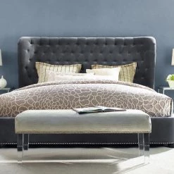 TOV CARMEN TUFTED BED: GRAY VELVET 8 TOV CARMEN TUFTED BED: GRAY VELVET