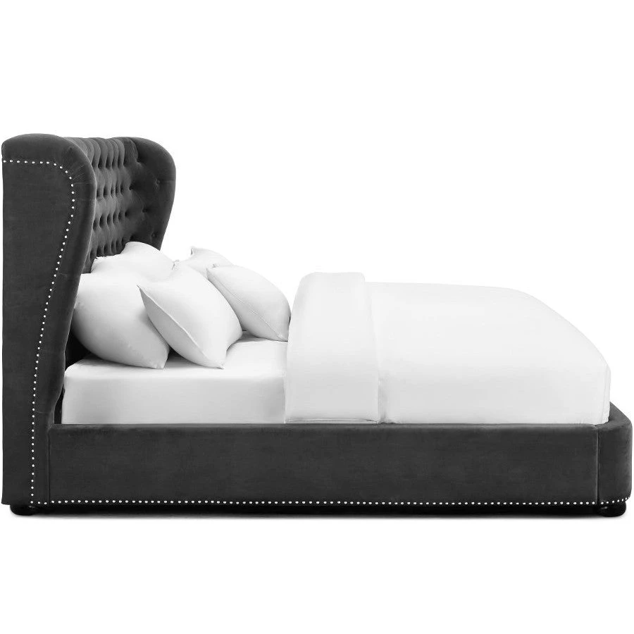 TOV CARMEN TUFTED BED: GRAY VELVET 5 TOV CARMEN TUFTED BED: GRAY VELVET