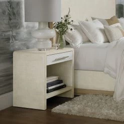HOOKER CASCADE BURLAP BLANC NIGHTSTAND