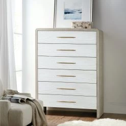 HOOKER CASCADE BURLAP BLANC TALL CHEST