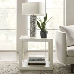 HOOKER CASCADE BURLAP TEXTURED END TABLE