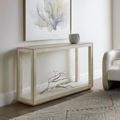 HOOKER Furniture CASCADE WOOD + BURLAP CONSOLE TABLE
