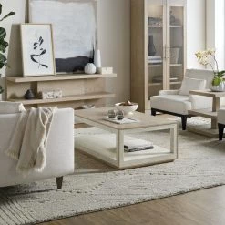 HOOKER Furniture CASCADE WOOD + BURLAP COFFEE TABLE