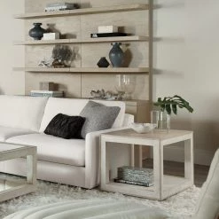 HOOKER CASCADE WOOD + BURLAP END TABLE