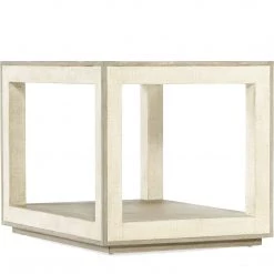 HOOKER CASCADE WOOD + BURLAP END TABLE