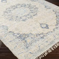 SURYA CELIA PRINTED JUTE RUG: AQUA, YELLOW