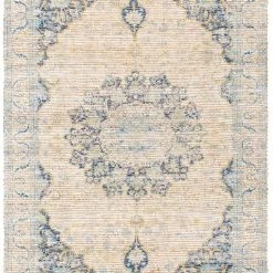 SURYA CELIA PRINTED JUTE RUG: AQUA, YELLOW