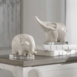 UTTERMOST Pillows + Decor CERAMIC ELEPHANT SCULPTURES | SET OF 2