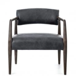 FOUR HANDS CHAPS EBONY LEATHER ARM CHAIR Furniture