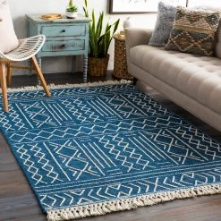 SURYA CHAYA TEXTURED WOOL FLATWEAVE: BLUE Rug