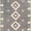 SURYA CHEROKEE BORDERED WOOL RUG: BLACK + CREAM