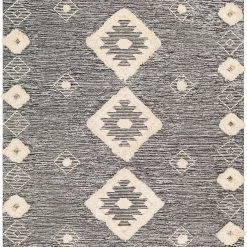 SURYA CHEROKEE BORDERED WOOL RUG: BLACK + CREAM