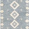 SURYA CHEROKEE BORDERED WOOL RUG: NAVY + CREAM