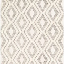SURYA CHEROKEE DIAMOND WOOL RUG: CREAM + STONE