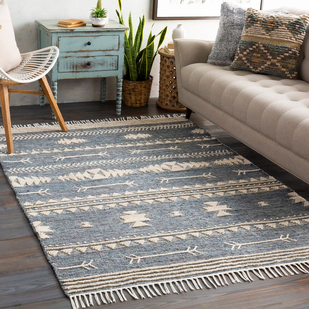 SURYA CHEYENNE TEXTURED JUTE + WOOL RUG: DENIM 2 SURYA CHEYENNE TEXTURED JUTE + WOOL RUG: DENIM