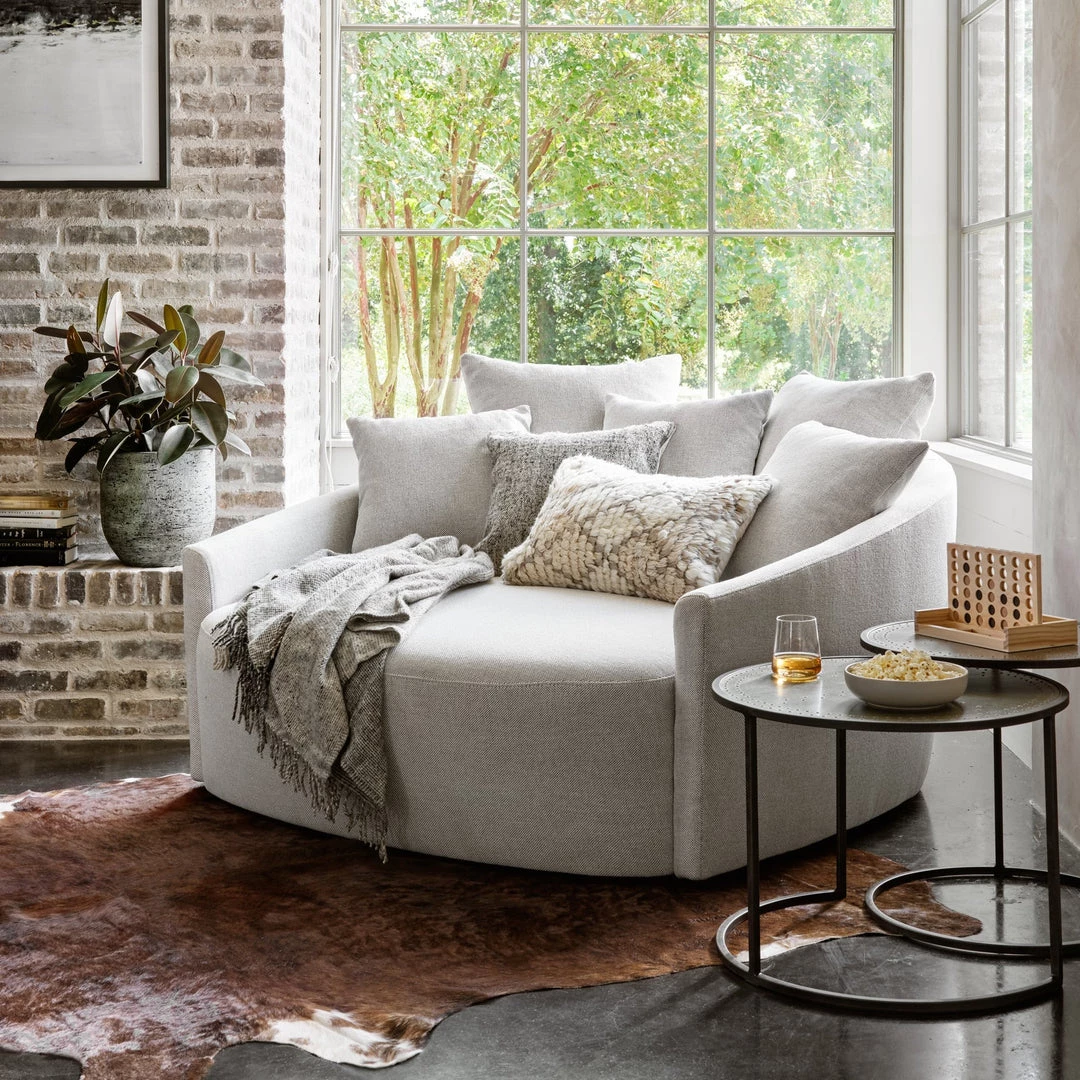 FOUR HANDS CHLOE ROUND MEDIA LOUNGER: BISQUE 5 FOUR HANDS CHLOE ROUND MEDIA LOUNGER: BISQUE