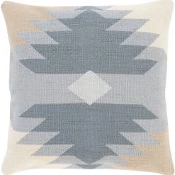 SURYA Pillows + Decor ARIZONA KILIM PILLOW: DENIM, KHAKI