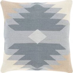 SURYA Pillows + Decor ARIZONA KILIM PILLOW: DENIM, KHAKI